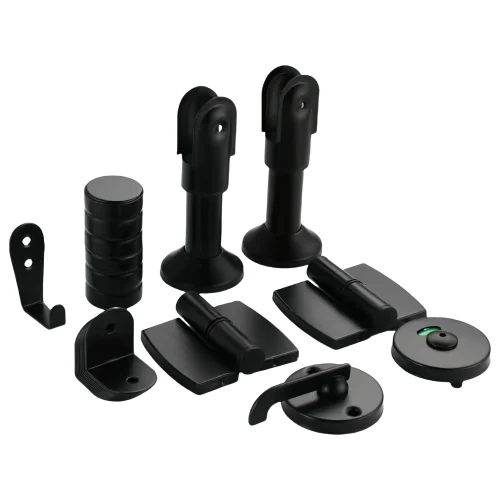 Black Stainless Steel Public Restroom Partition Accessories Toilet Board Hardware Hinges Door Lock for Bathroom Partition Use