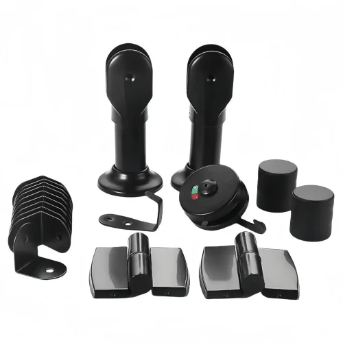 Heavy Black Stainless Steel Toilet Partition Hardware Accessories Public Bathroom Accessory Bracket Handle Hinge Toilet Cubicle