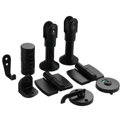 Black Stainless Steel Public Restroom Partition Accessories Toilet Board Hardware Hinges Door Lock for Bathroom Use