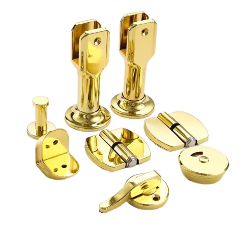 Golden Stainless Steel Thickened Hinge Door Lock Bracket Public Toilet Partition Hardware Accessories for Bathroom Use