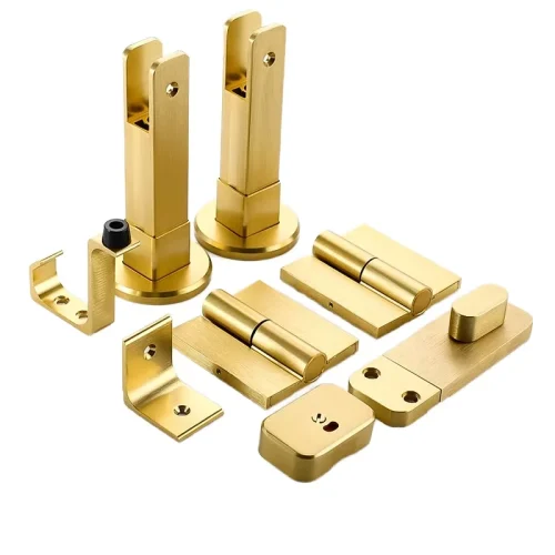 High-Quality Aluminum Alloy Toilet Partition Accessories Public Toilet Gold-Plated Support Foot Door Hinge Door Lock Thickened