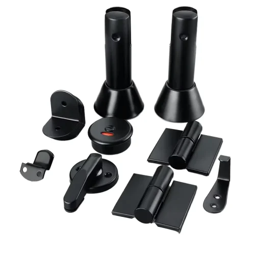 Stainless Steel Toilet Partition Hardware  Black Public Toilet Door Lock Hinge Bracket Public Bathroom Cubicle Fittings