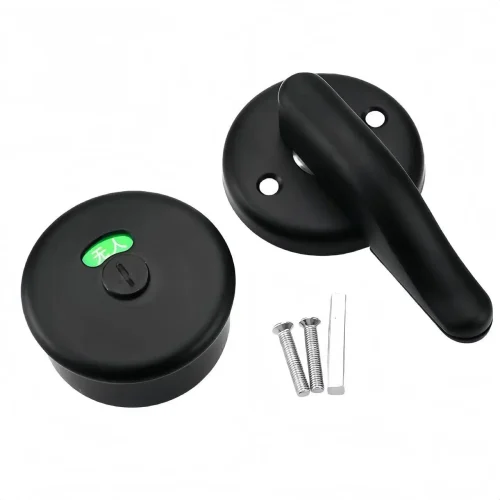 High-Quality 304 Stainless Steel Black Round Toilet Interior Door No Indication Lock Public Bathroom Accessories for Hotel Use