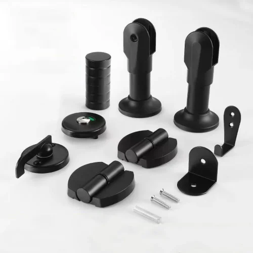 Professional Anti-Corrosion Black Stainless Steel Toilet Partition Hardware Toilet Cubicle Door Lock Hinge and Bracket