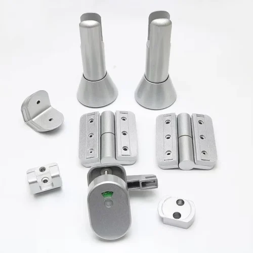 High Quality Anti-corrosion Bathroom Partition Accessories Thickened Space Aluminum Sand Silver Support Foot Hinge Door Lock