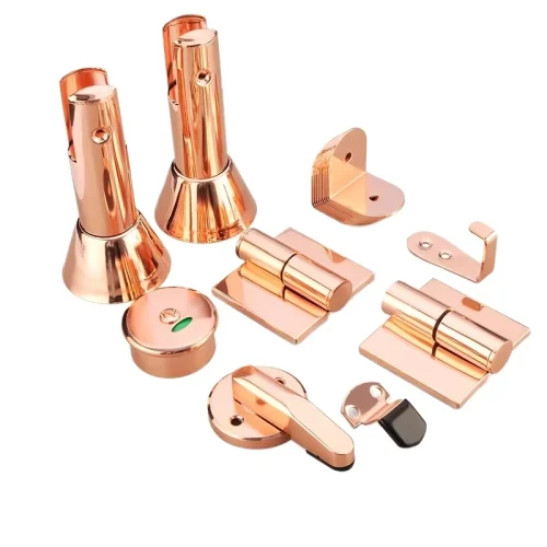 Commercial-Grade Rose Gold  Hinge Partition Support Feet  Toilet Door Lock Public Toilet Partition Hardware