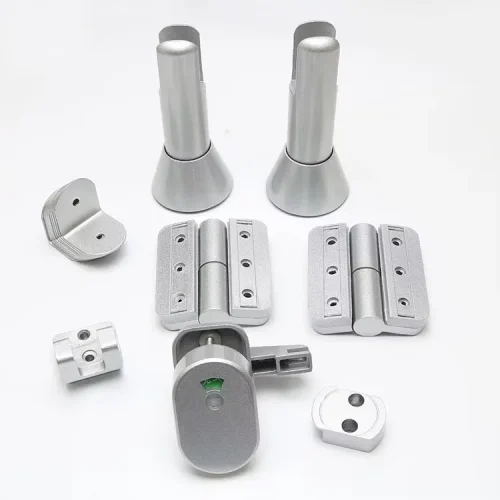 High Quality Anti-corrosion Bathroom Partition Accessories Thickened Space Aluminum Sand Silver Support Foot Hinge Door Lock