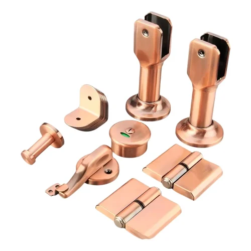High Quality 304 Stainless Steel Red Bronze Public Toilet Partition Hardware Accessories Toilet Cubicle Partition Hardware