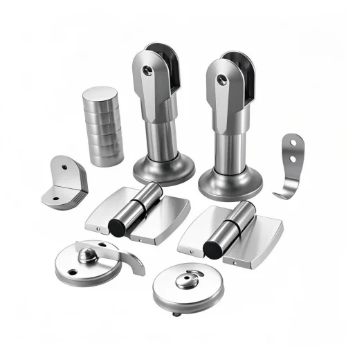 Thickened Stainless Steel Toilet Partition Hardware High-Strength Accessories Includes Hinge Door Lock Support Foot for Hotels