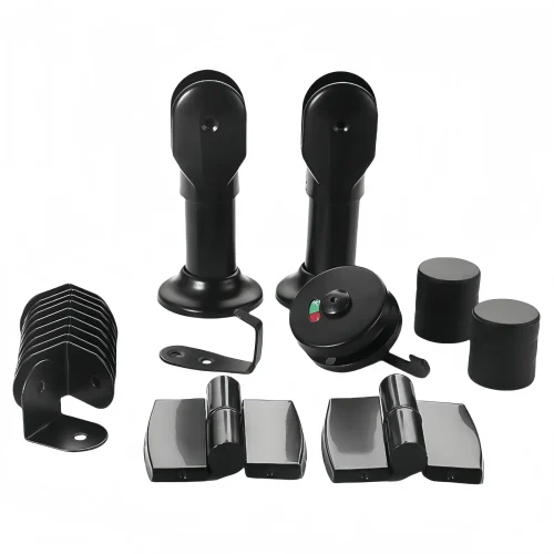 Heavy Black Stainless Steel Toilet Partition Hardware Accessories Public Bathroom Accessory Bracket Handle Hinge