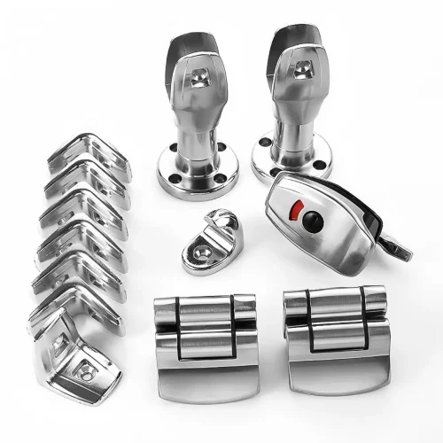 Professional Anti-Corrosion Zinc Alloy Public Toilet Partition Hardware Accessories Support Foot Indicator Lock Door Hinge Suit