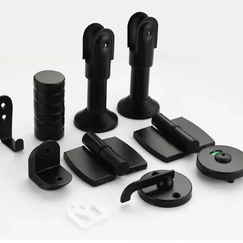 Black Stainless Steel Public Restroom Partition Accessories Toilet Board Hardware Hinges Door Lock for Bathroom Partition Use